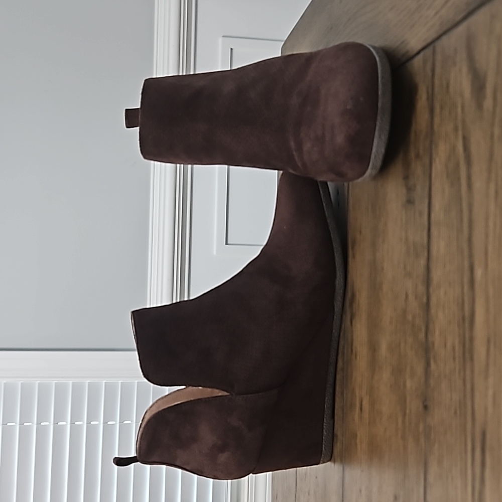Journee Collection Mylee Wedge Vegan Suede Boot Bootie Slip On